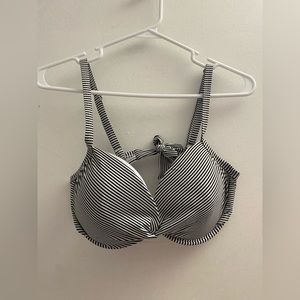black and white striped bikini top